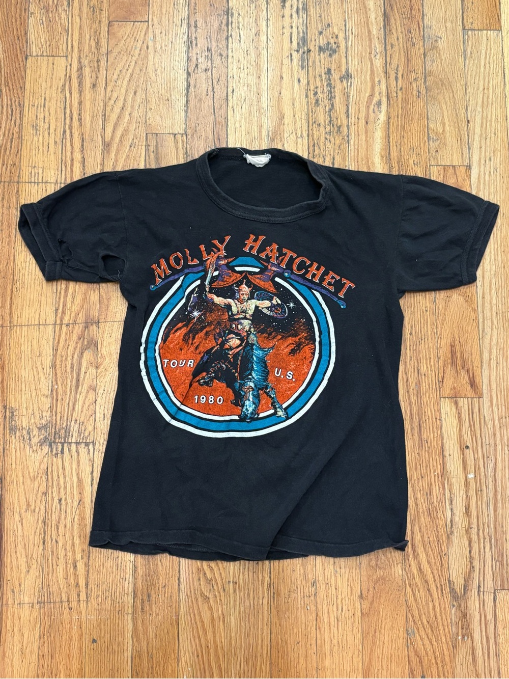 Molly Hatchet 1980 Tour Black Graphic Tee True Vintage Thrashed